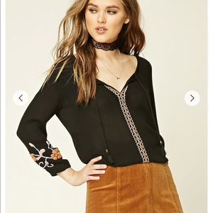 Embroidered Peasant Top